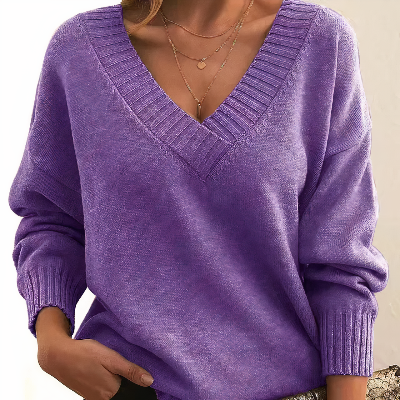 Aria | Chic Deep V-Neck Relaxed Fit Sweater