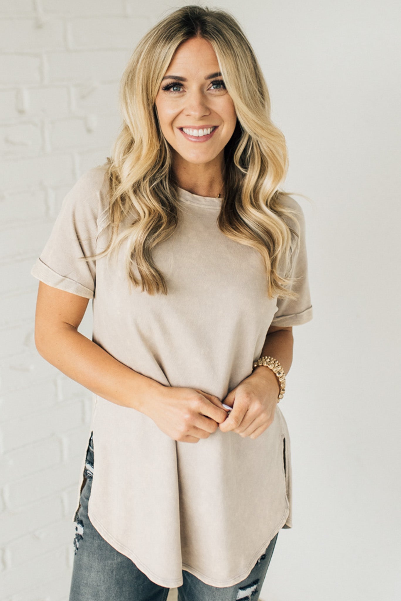 French Terry Acid Wash Top