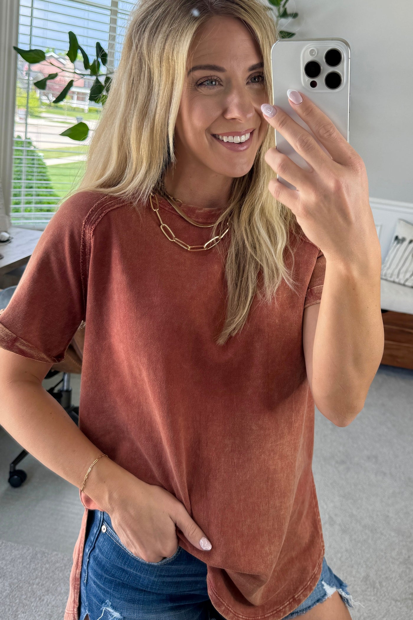 French Terry Acid Wash Top