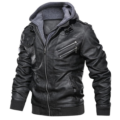 Jacob | Men's Leather Jacket with Hood
