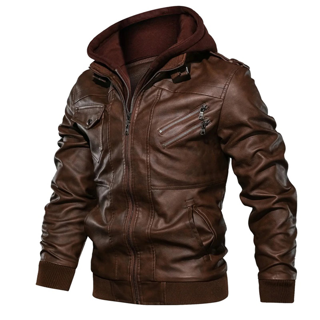 Jacob | Men's Leather Jacket with Hood