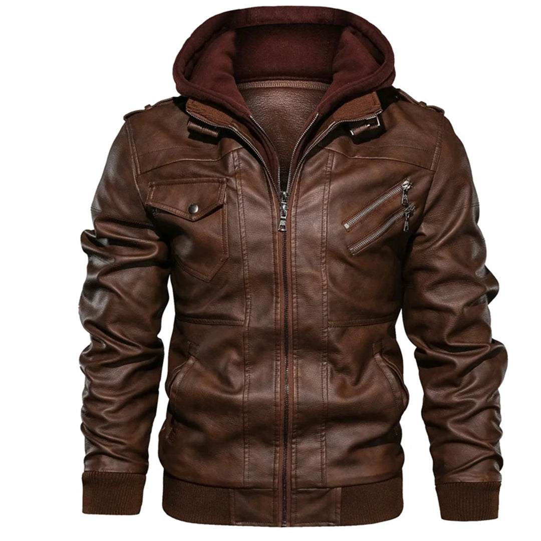 Jacob | Men's Leather Jacket with Hood