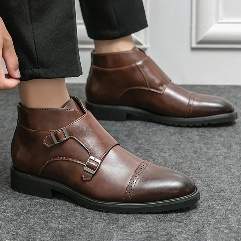 Parker | Leather Double Monk Strap Boots