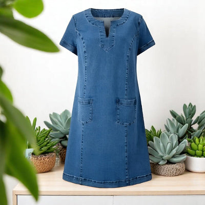 Luna - Knee-Length Denim Dress