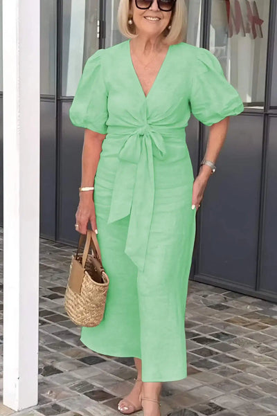 Amara™ - V-Neck Cotton Dress With Laces