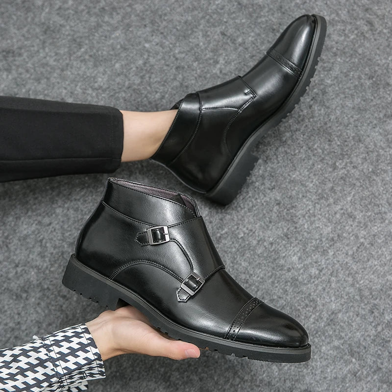Parker | Leather Double Monk Strap Boots