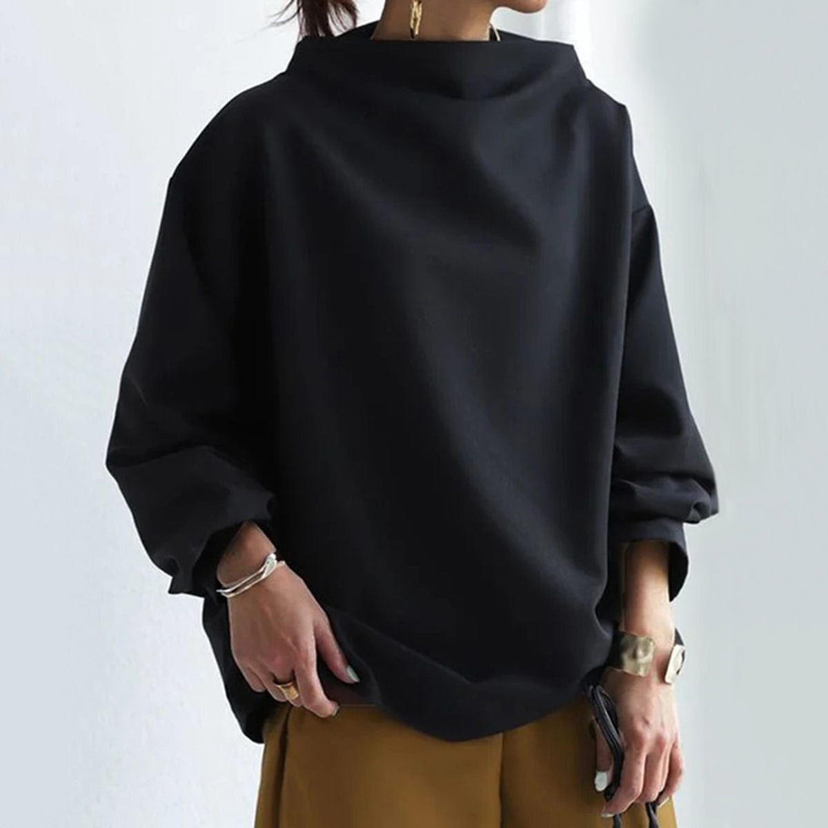 Eva – Relaxed High Neck Blouse