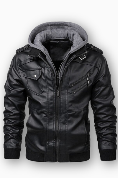 Jacob | Men's Leather Jacket with Hood