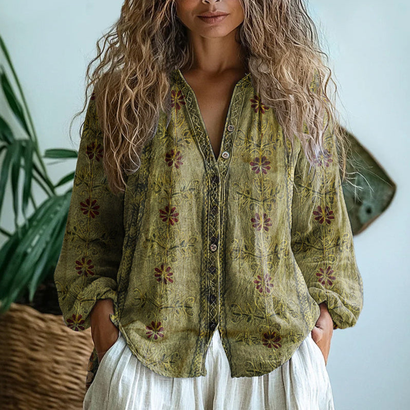 Charlotte – Light Leaf Print Blouse