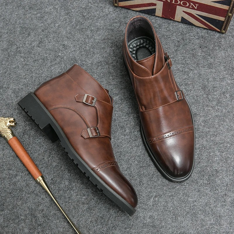 Parker | Leather Double Monk Strap Boots